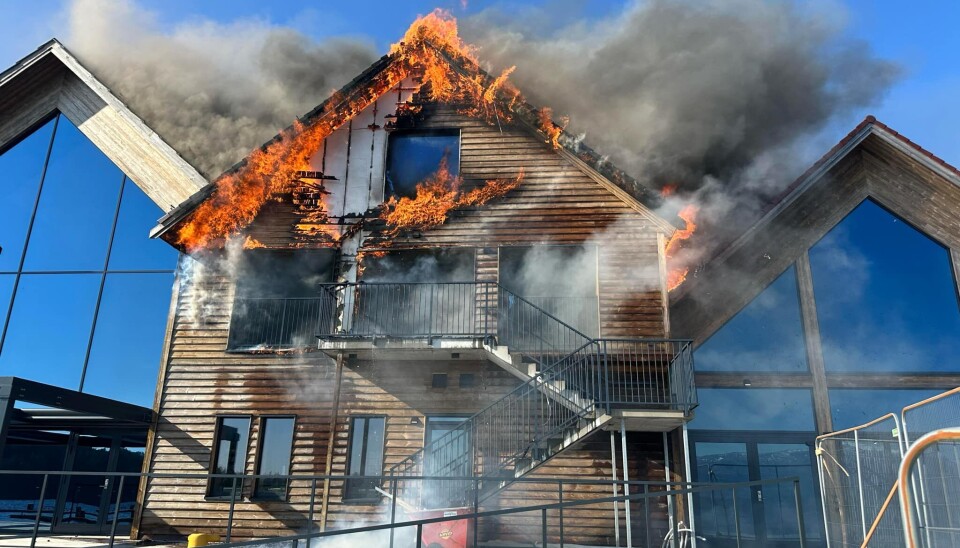 KRAFTIGE FLAMMAR: Brannen i ein tidleg fase. (Foto: André Vermedal)
